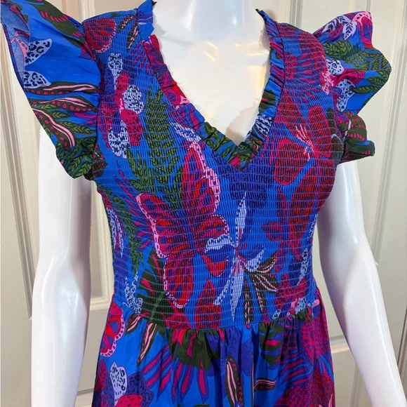 Sugarlips Vibrant Blue and Pink Floral Maxi Dress - Picture 4 of 8